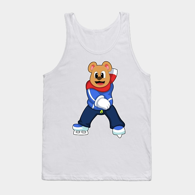 Bear at Ice skating with Ice skates Tank Top by Markus Schnabel